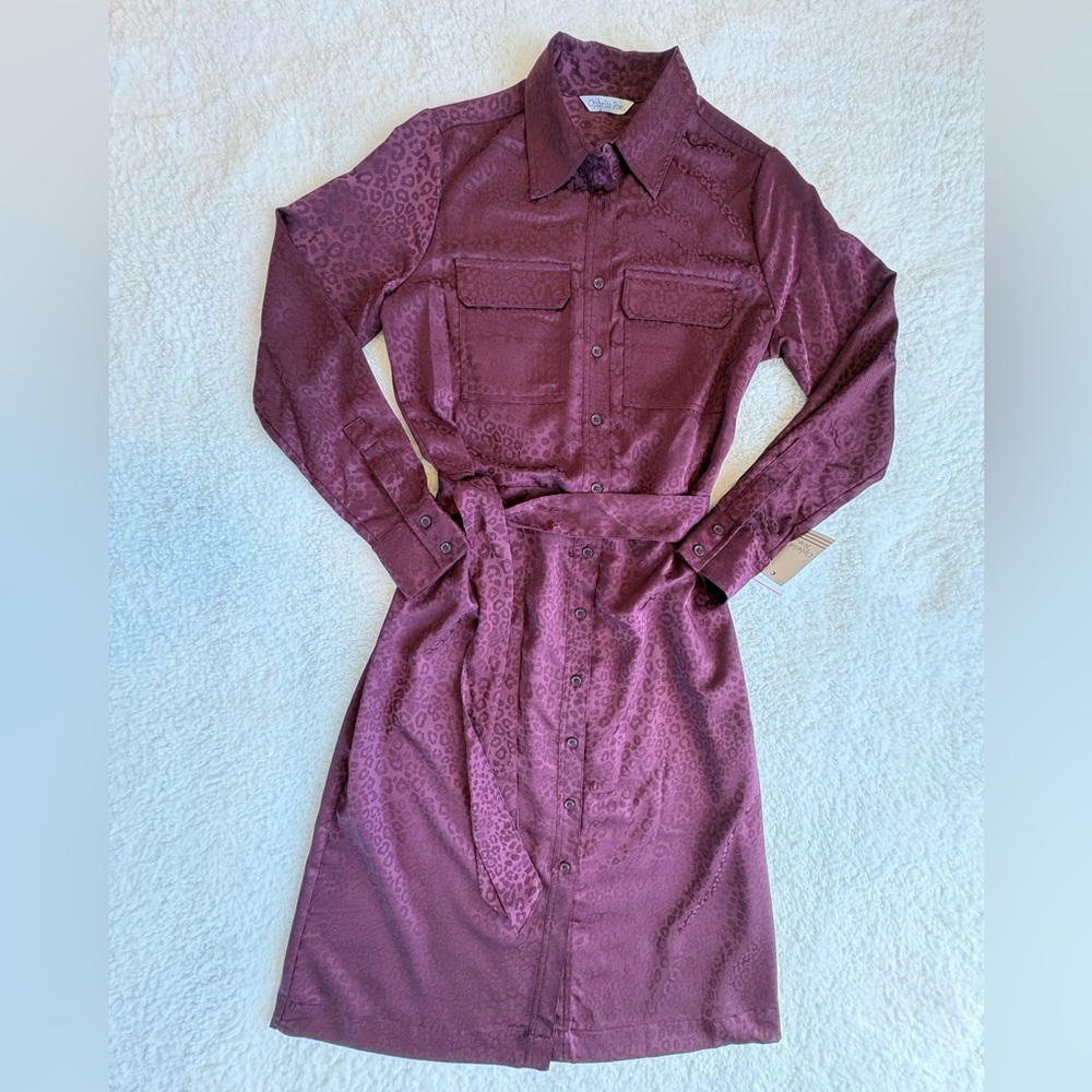 Ophelia Roe Satin Shirt dress - Size Medium